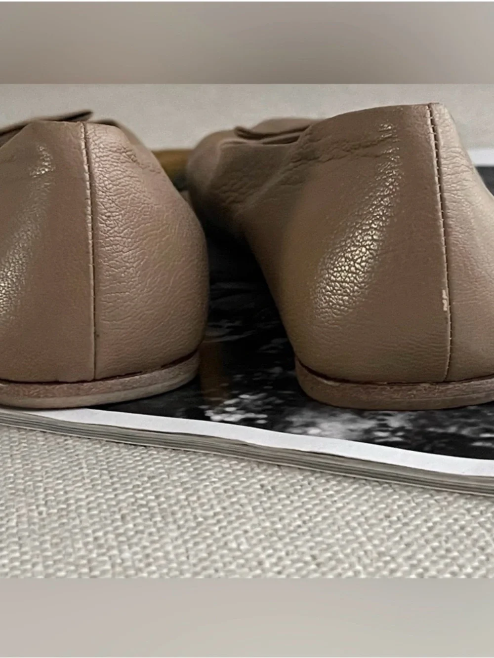 Jil Sander Beige Square-Toe Leather Flats